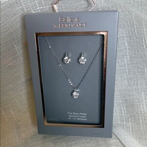 Silver Crystal Necklace Set